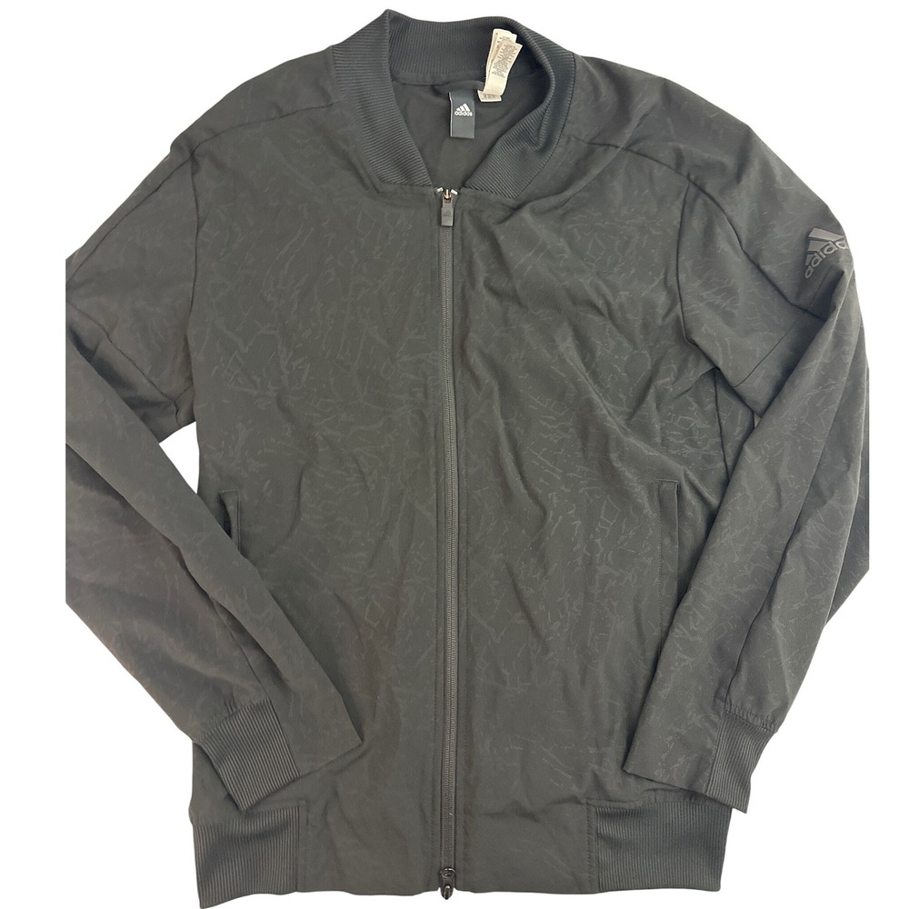 Adidas Mens Jacket Small Black Bomber‎ Full Zip Lightweight Patterned Athleisure